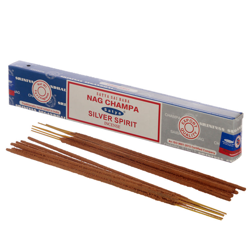 View 12x Satya Incense Sticks Nag Champa Silver Spirit information