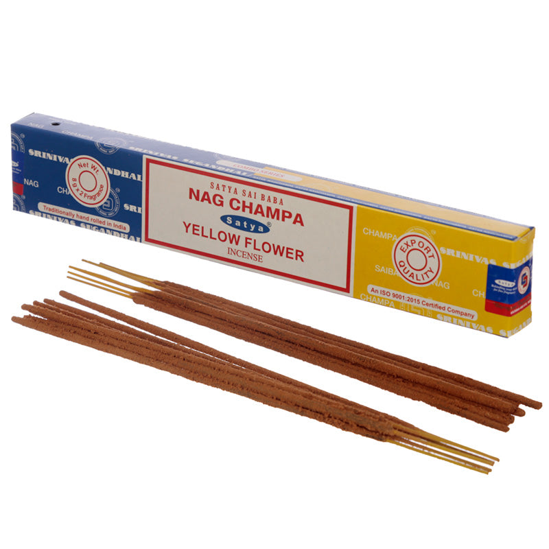 View 12x Satya Incense Sticks Nag Champa Yellow Flower information