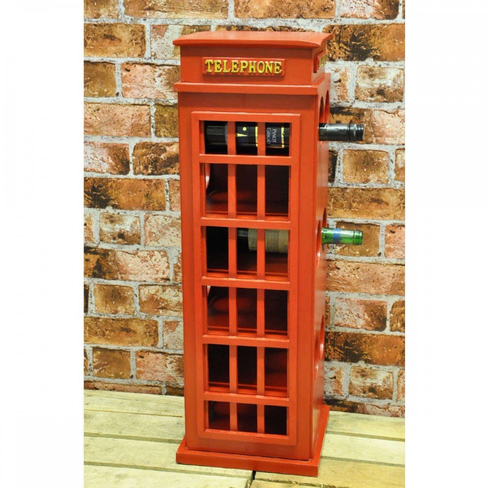 View Wooden Telephone Box Wine Rack 77cm information