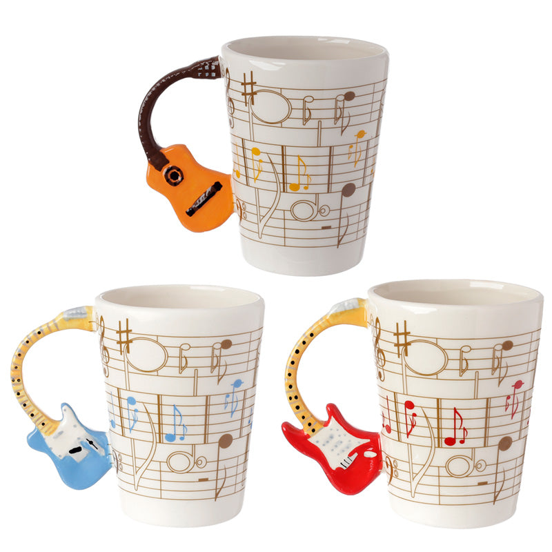 View Novelty Guitar Shaped Handle Ceramic Mug information