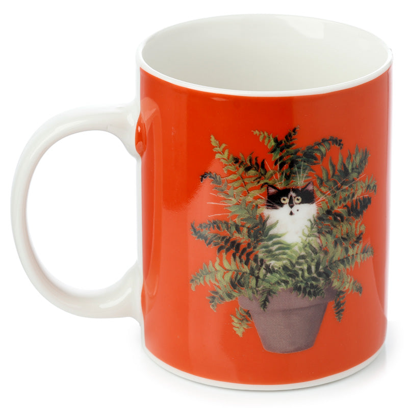 View Porcelain Mug Kim Haskins Cat in Plant Pot Red information