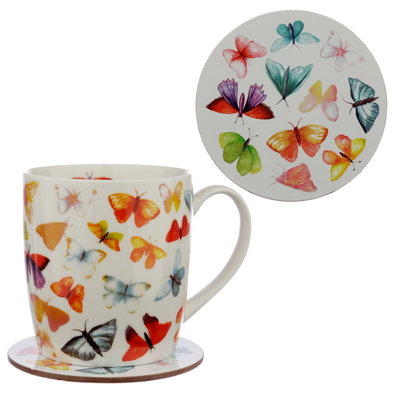 View Porcelain Mug and Coaster Gift Set Butterfly House information