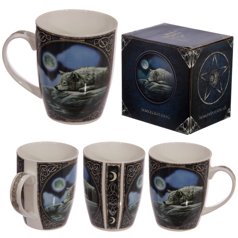 View Fantasy Wolf Lake Design Porcelain Mug information