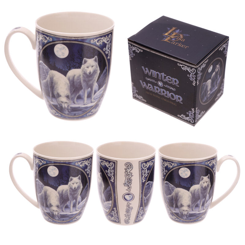 View Fantasy Winter Warrior Wolf Design Porcelain Mug information