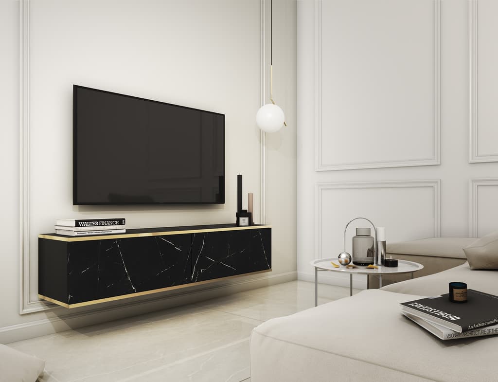 View Oro Floating TV Cabinet 135cm Black Marble 135cm information