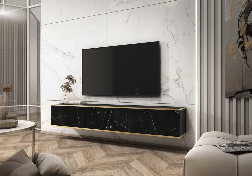 View Oro Floating TV Cabinet 175cm Black Marble 175cm information