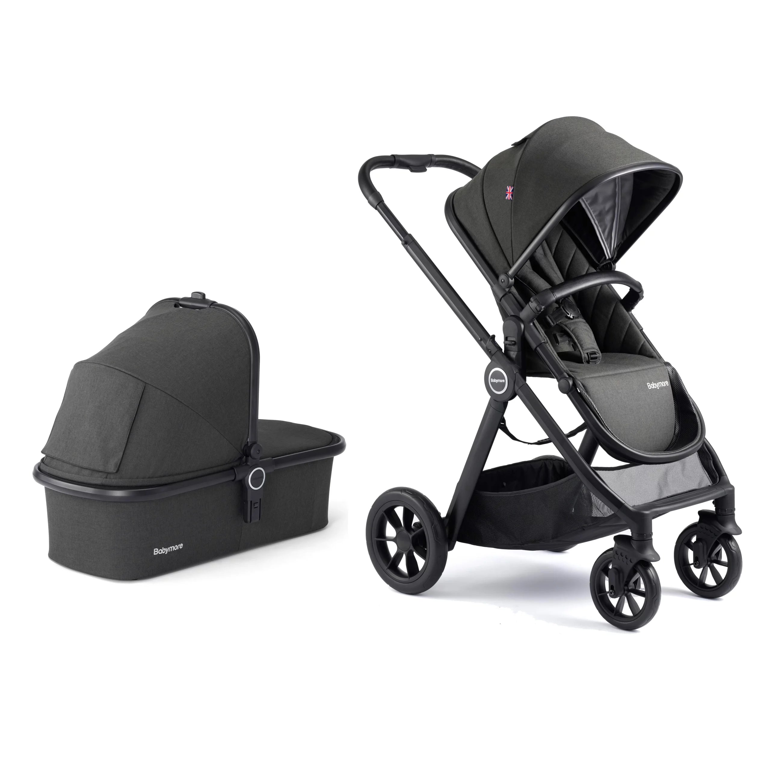 View Babymore Memore V2 Pram Pushchair 11 Piece Black information