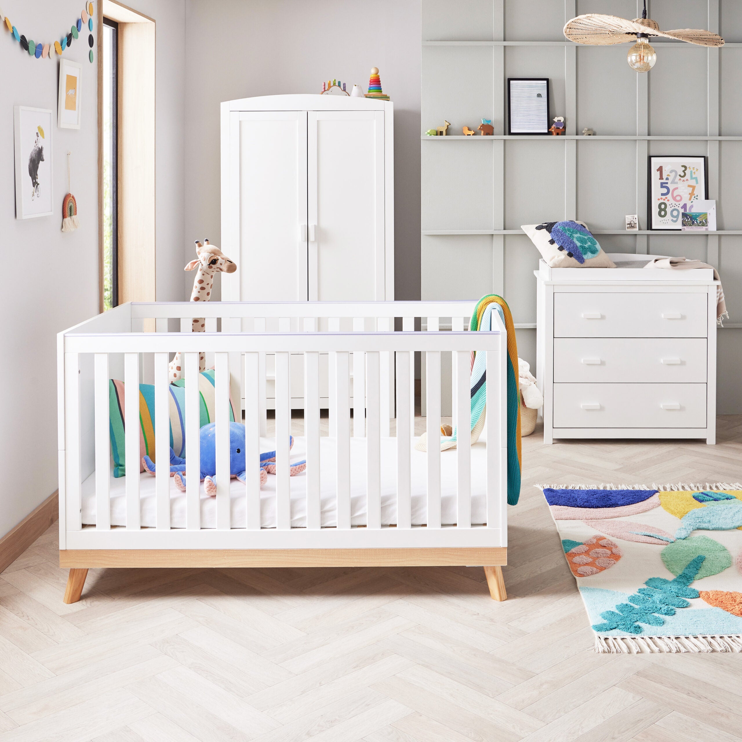 View Babymore Mona 3 Piece Nursery Room Set White information