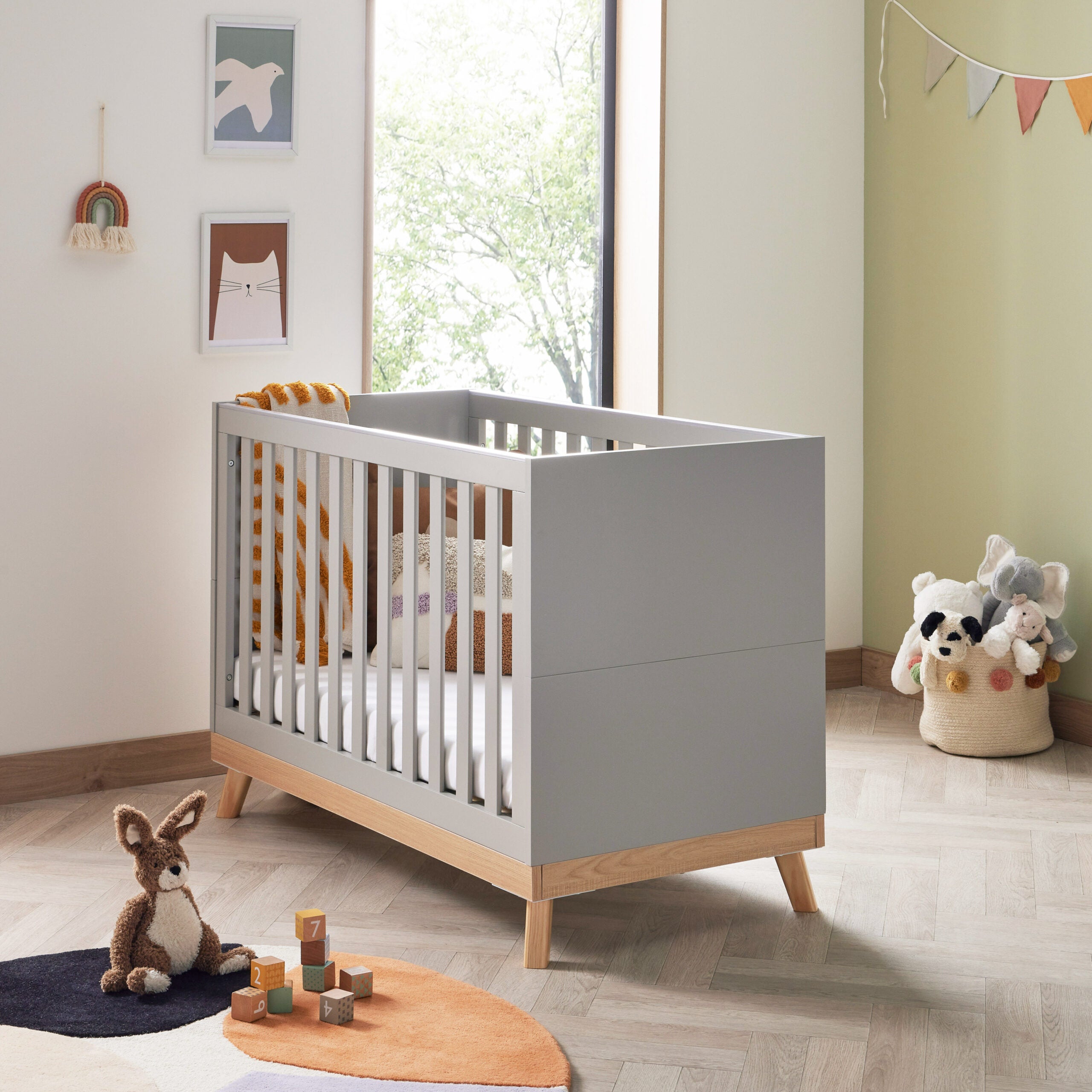 View Babymore Mona Mini Cot Bed Grey information