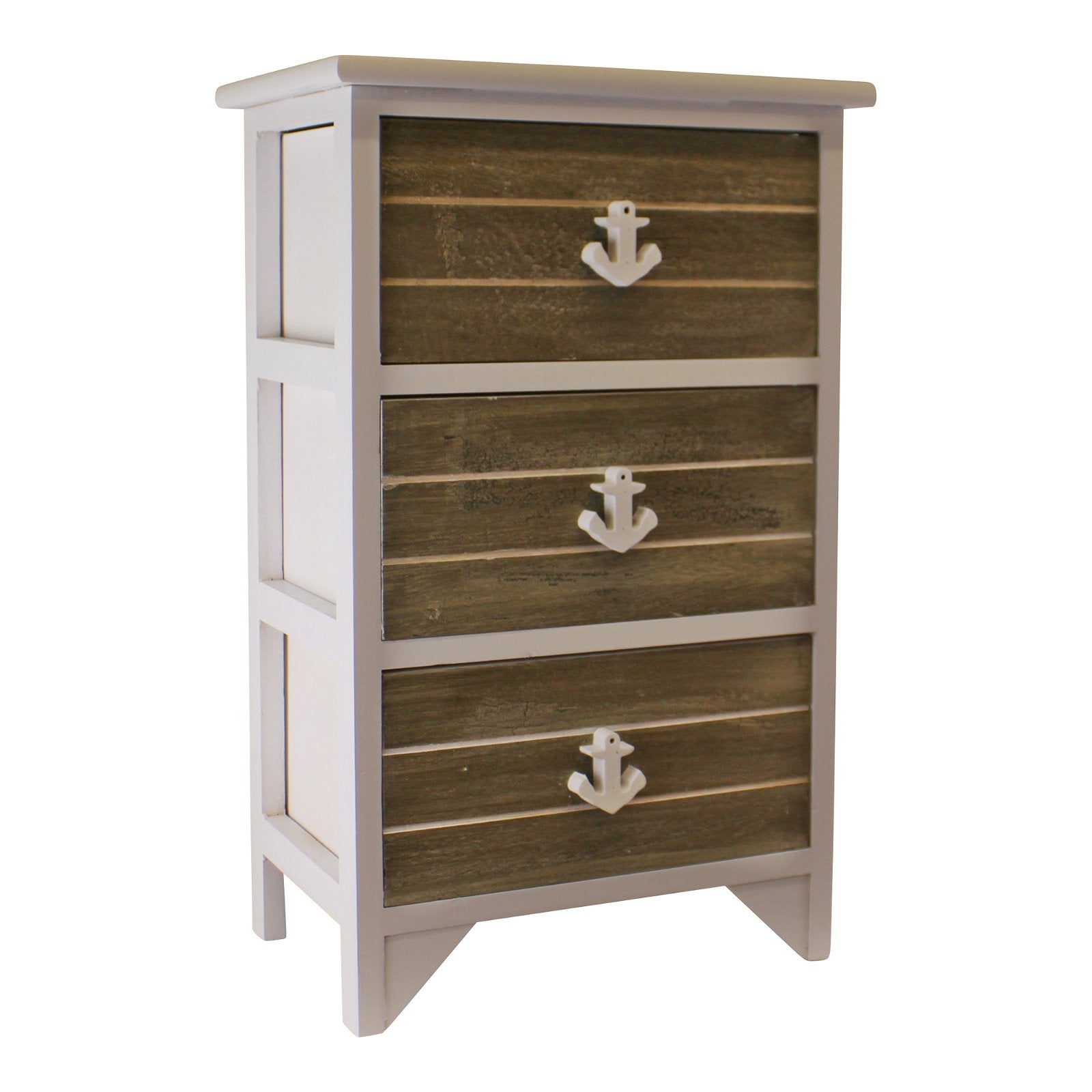 View Chest Of 3 Drawers With Nautical Anchor Handles In Grey White information