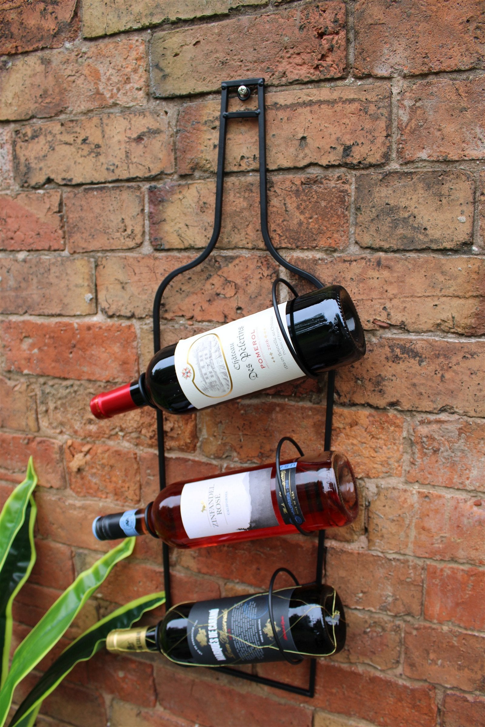 View Wall Mounted Black Metal Wine Bottle Holder information