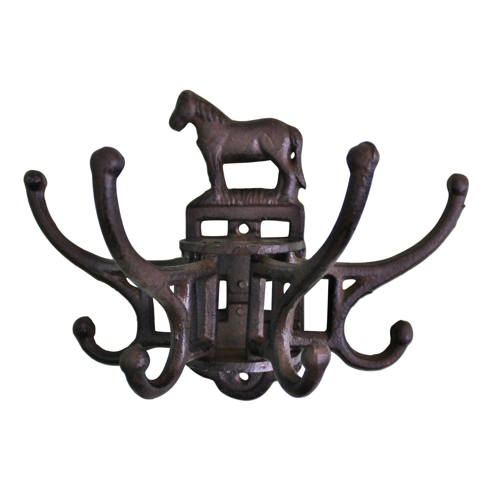 View Cast Iron Wall Mounted Rotating Coat Hooks Horse 8 hooks information