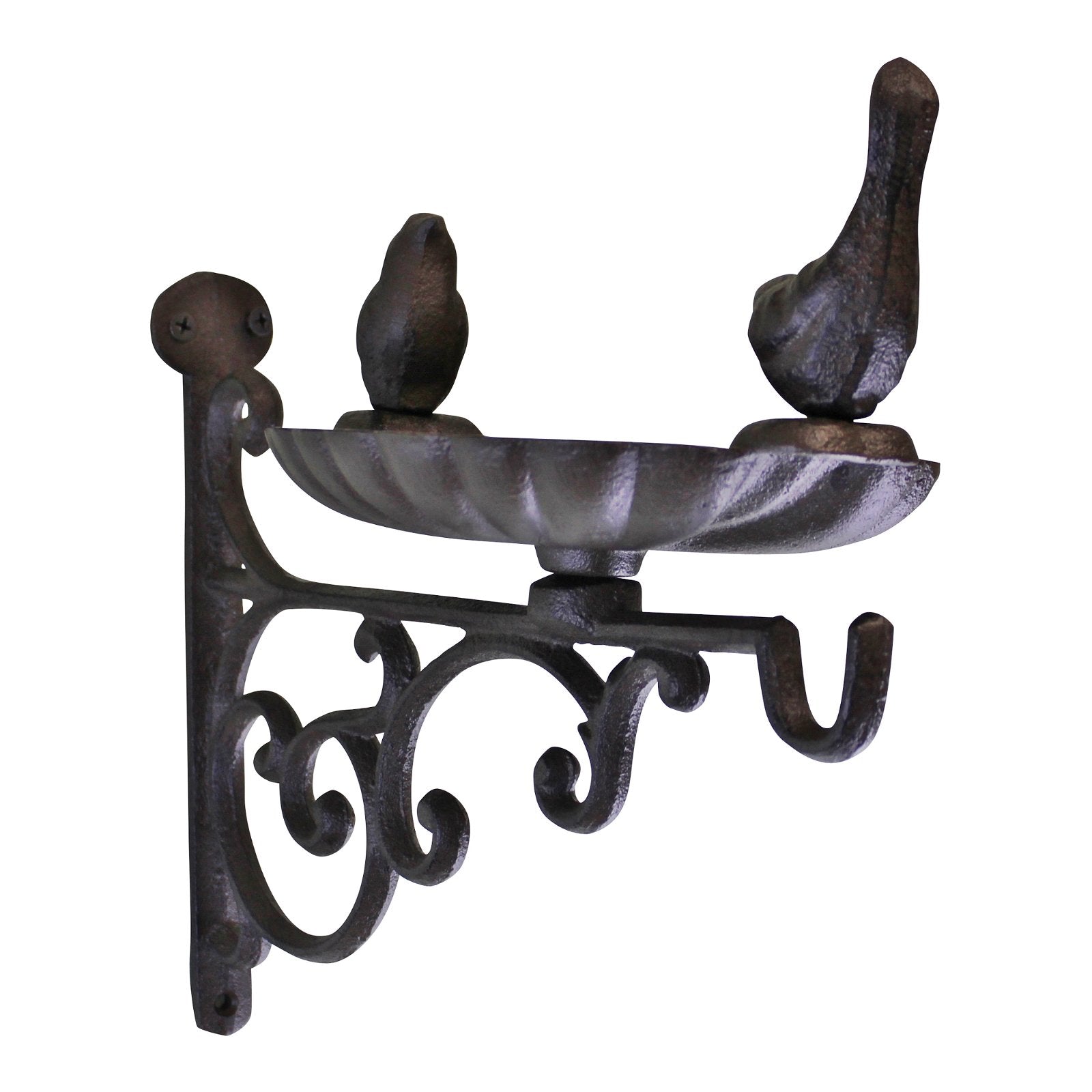 View Cast Iron Hanging Basket Wall Bracket With Bird Feeder information