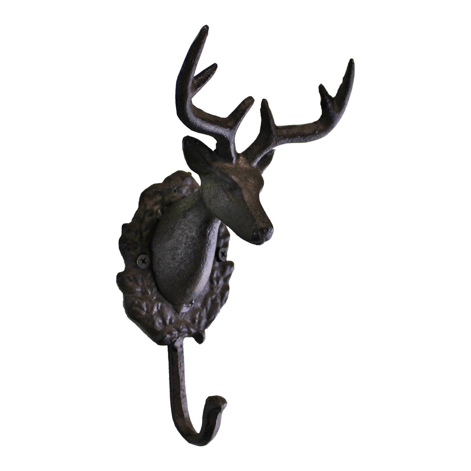 View Rustic Cast Iron Wall Hooks Single Stag Bust information