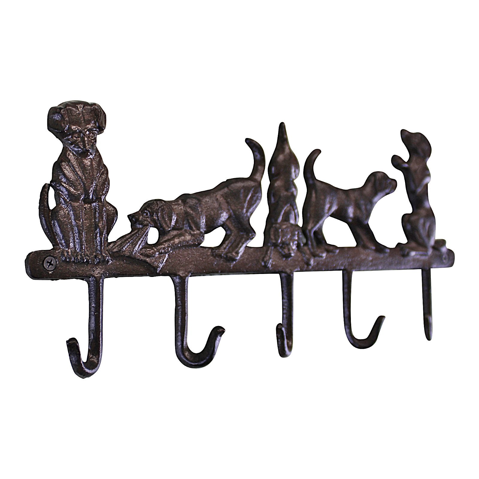 View Rustic Cast Iron Wall Hooks Playful Dog Design With 5 Hooks information