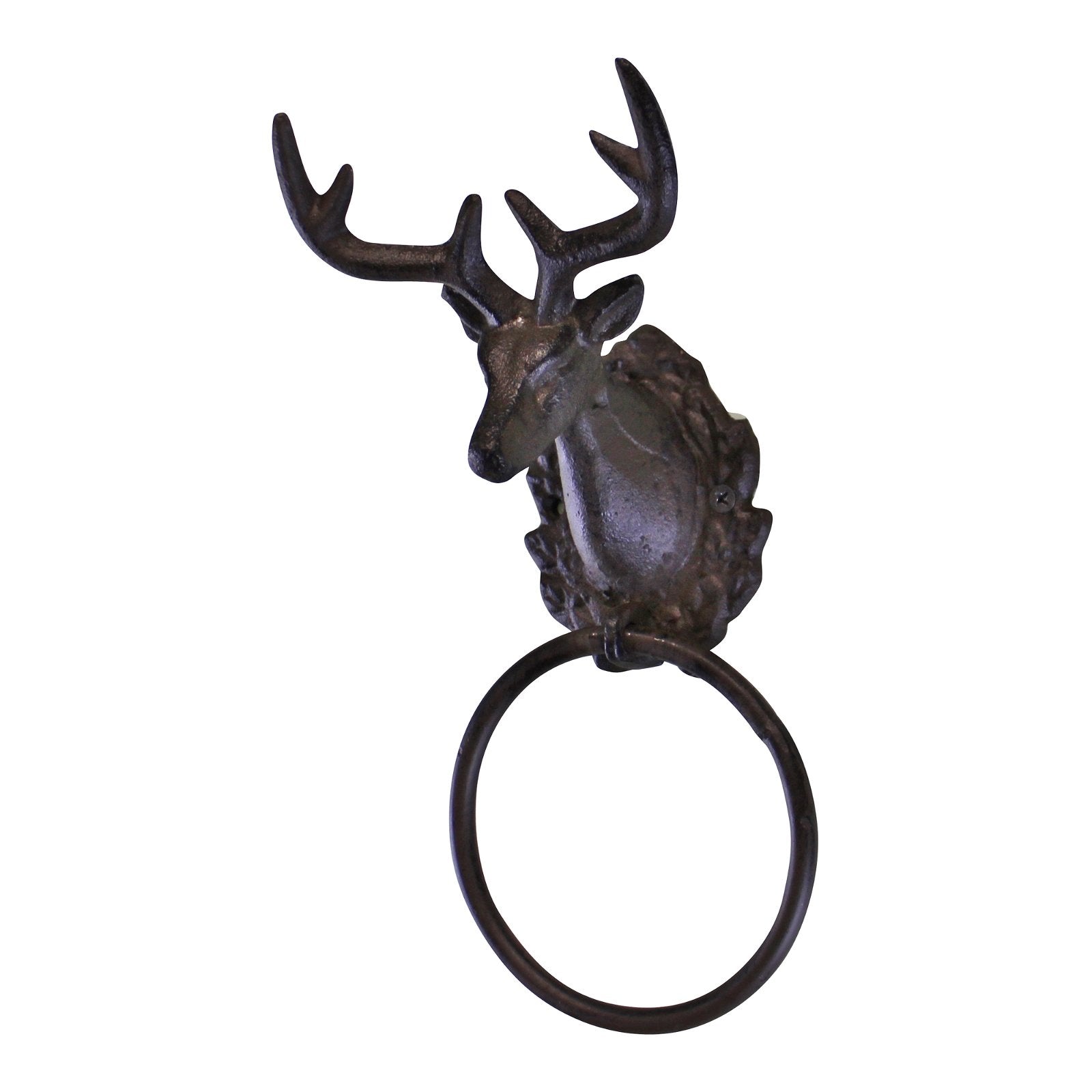 View Cast Iron Rustic Towel Ring Stag Head Design information