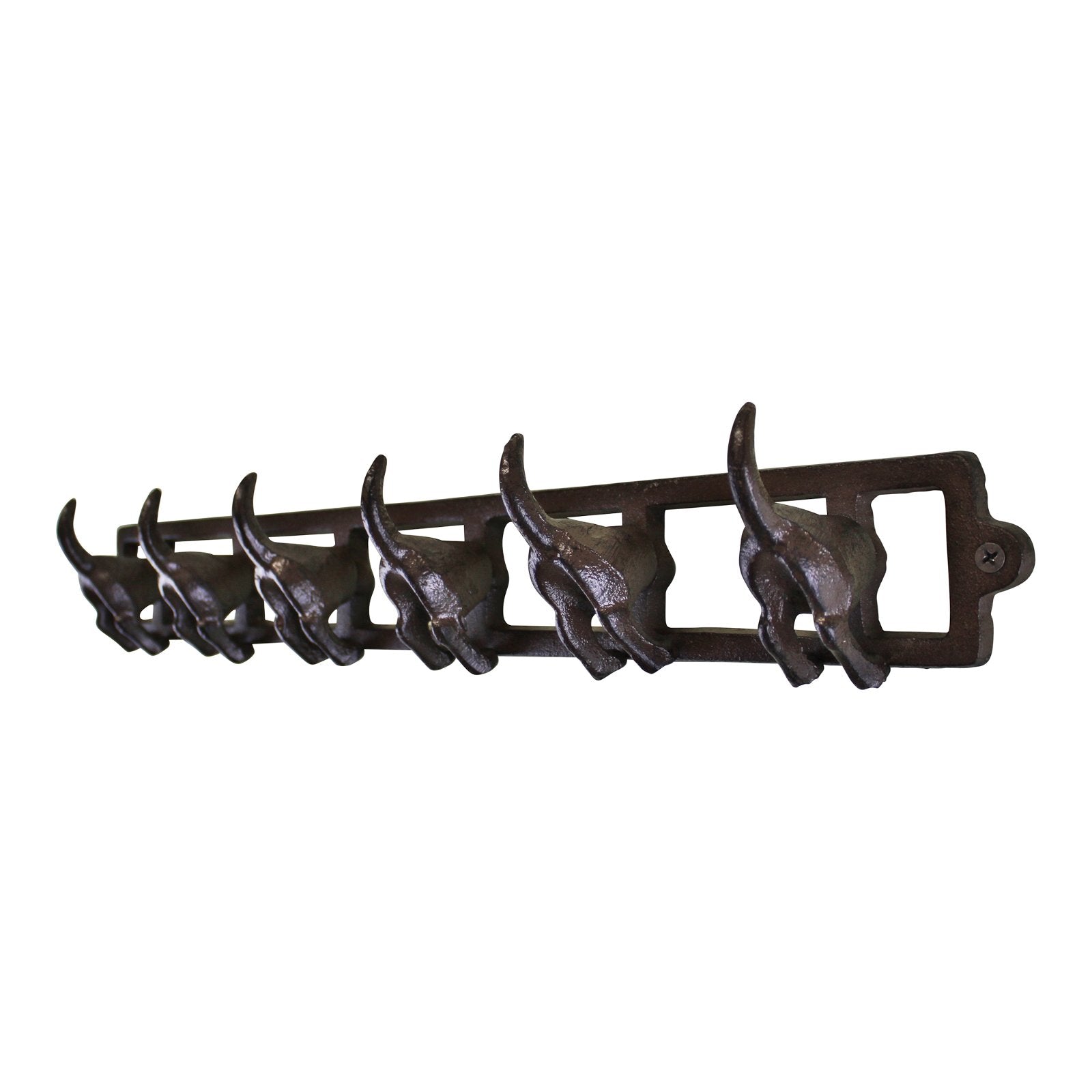 View Rustic Cast Iron Wall Hooks Dog Tail Design With 6 Hooks information