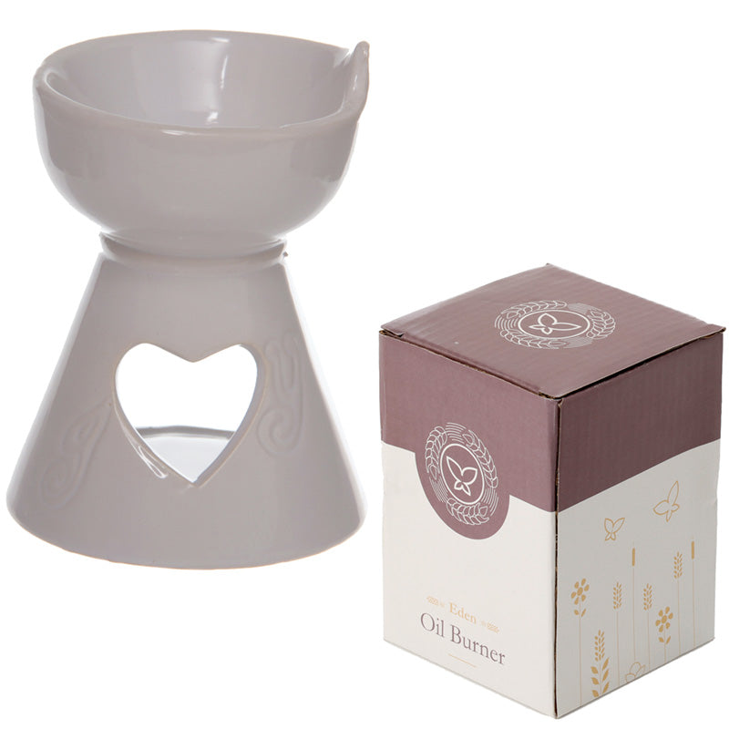 View Simple White Heart Cut Out Ceramic Oil and Wax Burner information