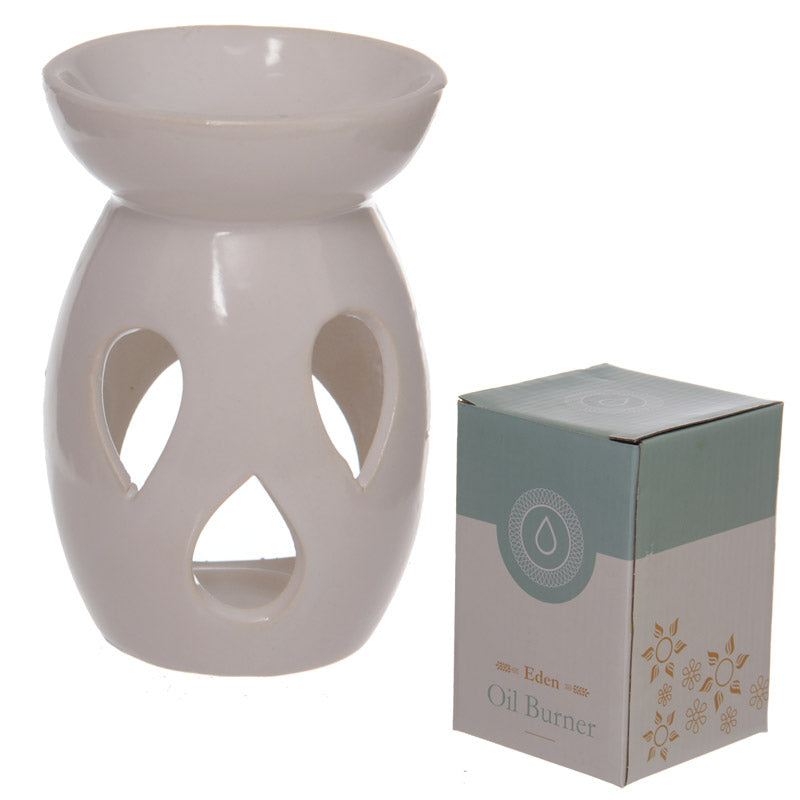 View Simple Tear Drop CutOut White Ceramic Oil and Wax Burner information