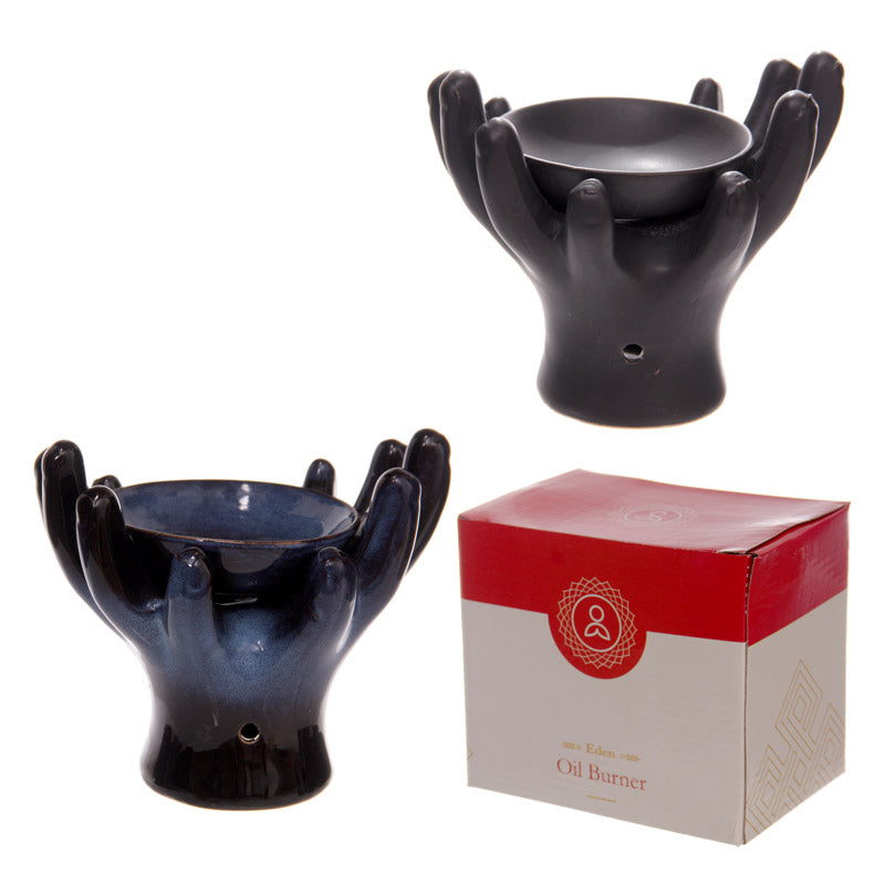 View Ceramic Hands Design Dark Glazed Oil Burner information