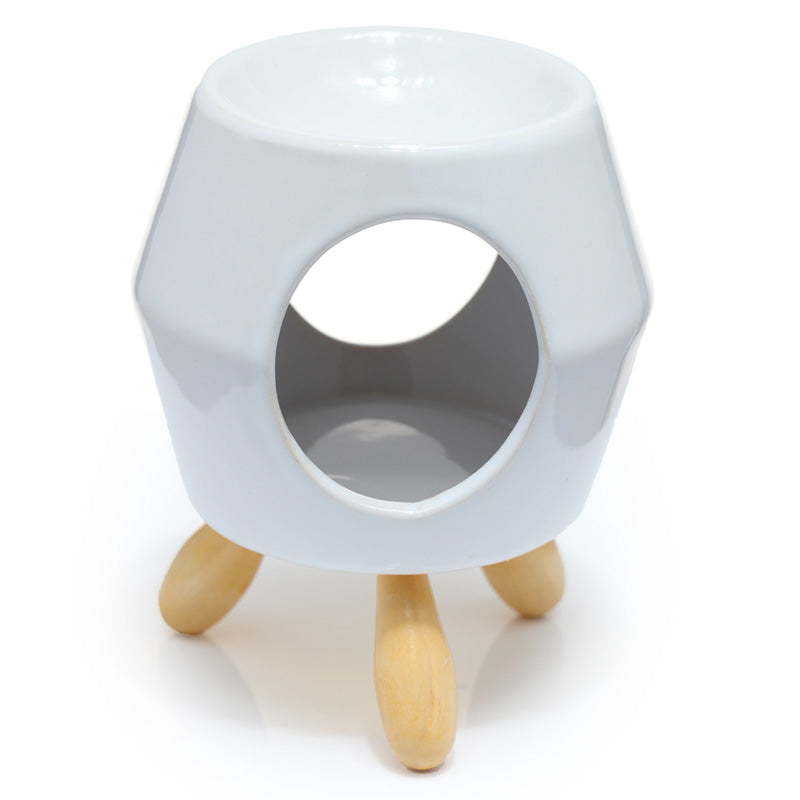 View Ceramic White Abstract Eden Oil Burner with Feet information