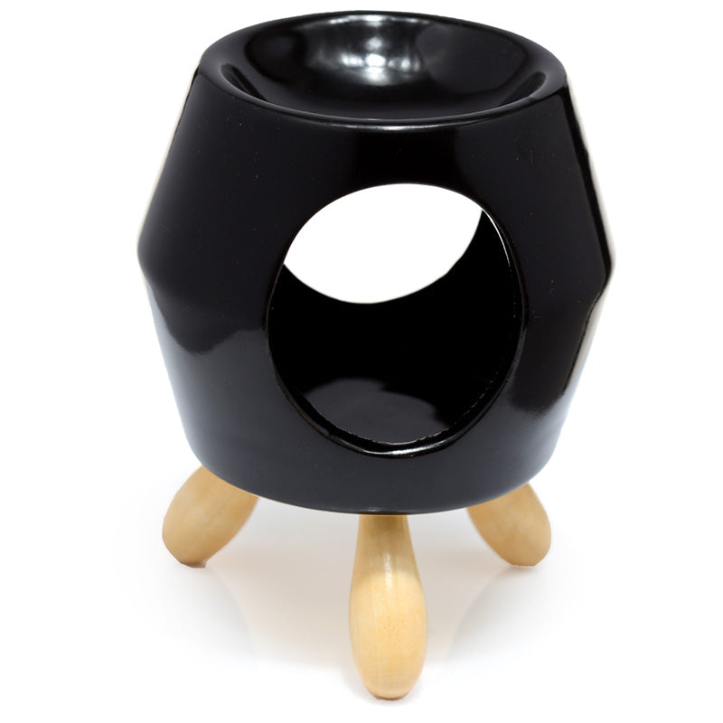 View Ceramic Black Abstract Eden Oil Burner with Feet information