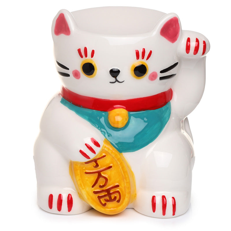 View Ceramic White Maneki Neko Lucky Cat Oil Burner information