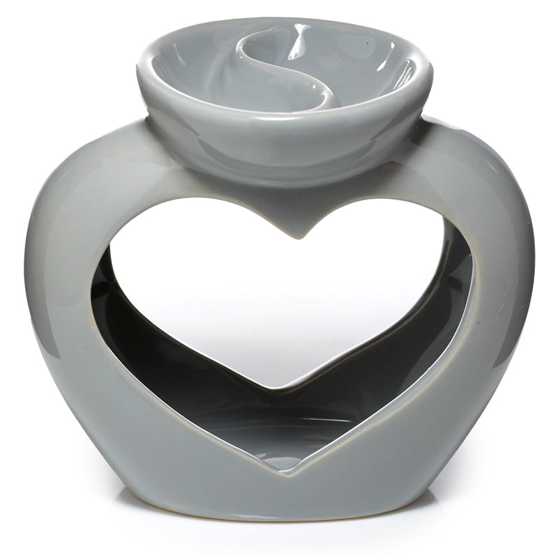 View Ceramic Heart Shaped Double Dish and Tea Light Oil and Wax Burner Grey information