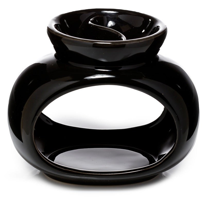 View Ceramic Oval Double Dish and Tea Light Oil and Wax Burner Black information