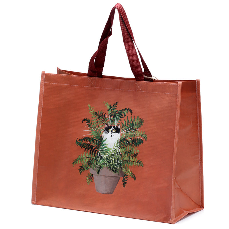 View Recycled RPET Reusable Shopping Bag Kim Haskins Floral Cat in Fern Red information
