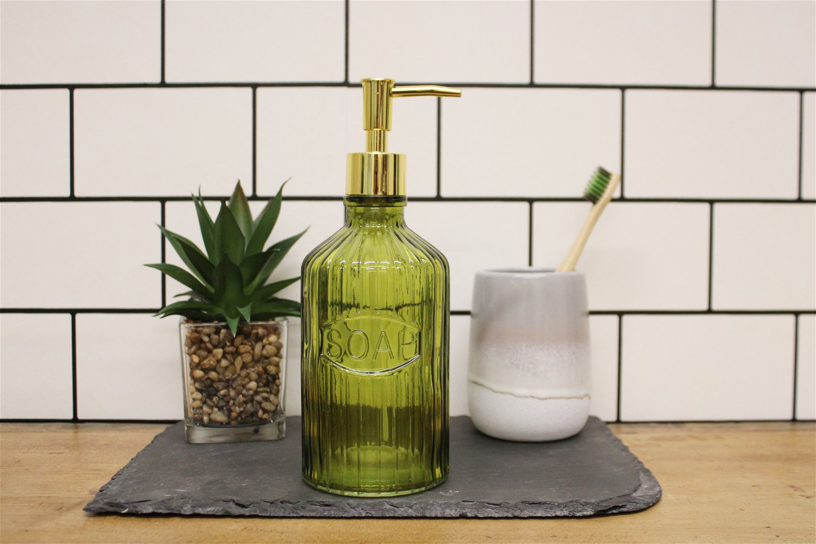 View Green Glass Soap Dispenser information