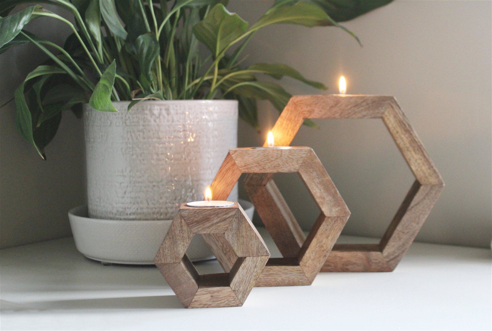 View Set of Three Hexagon Tealight Holders information