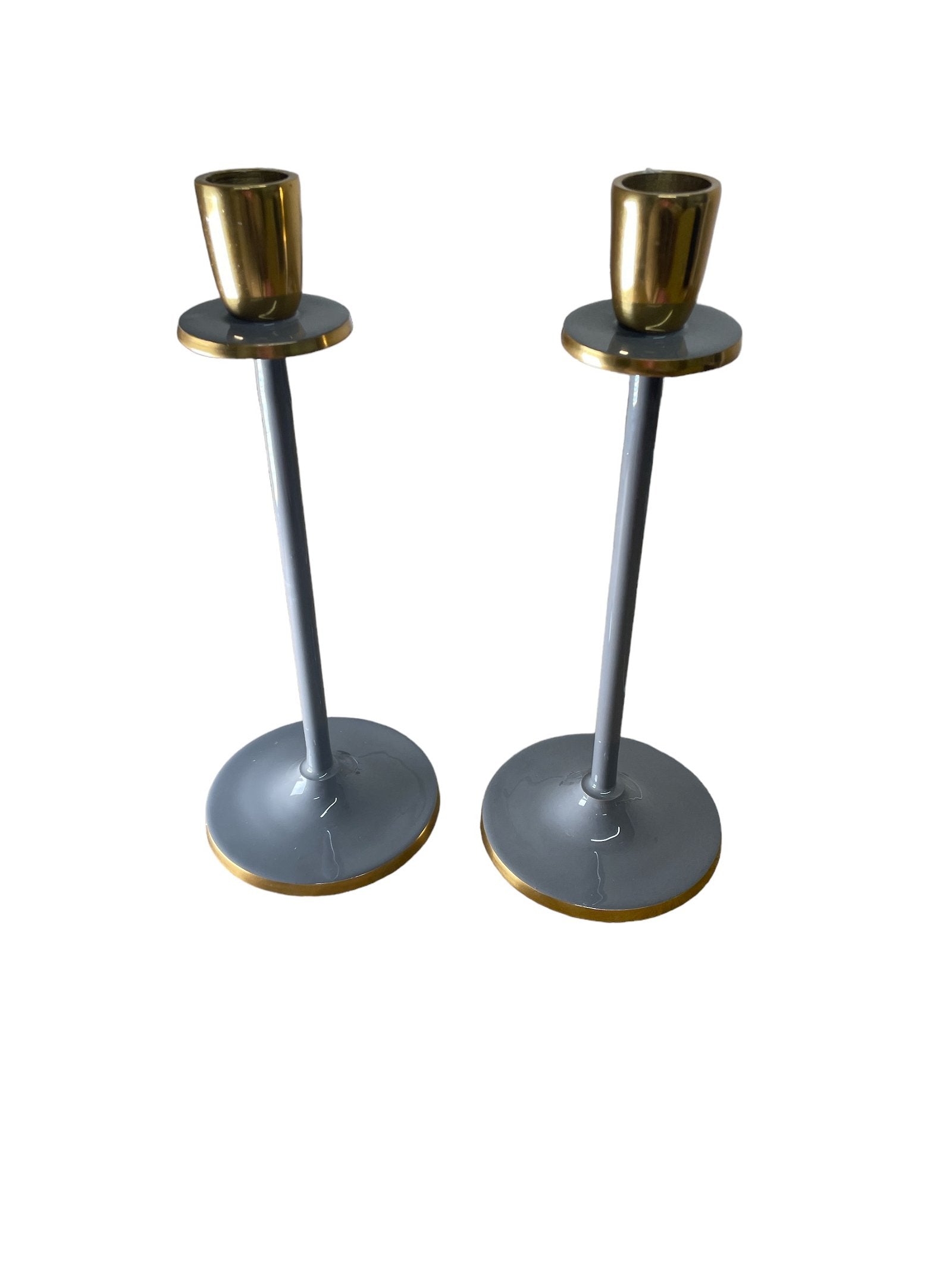 View Glossy Grey Irina Candlestick Set of 2 26cm information