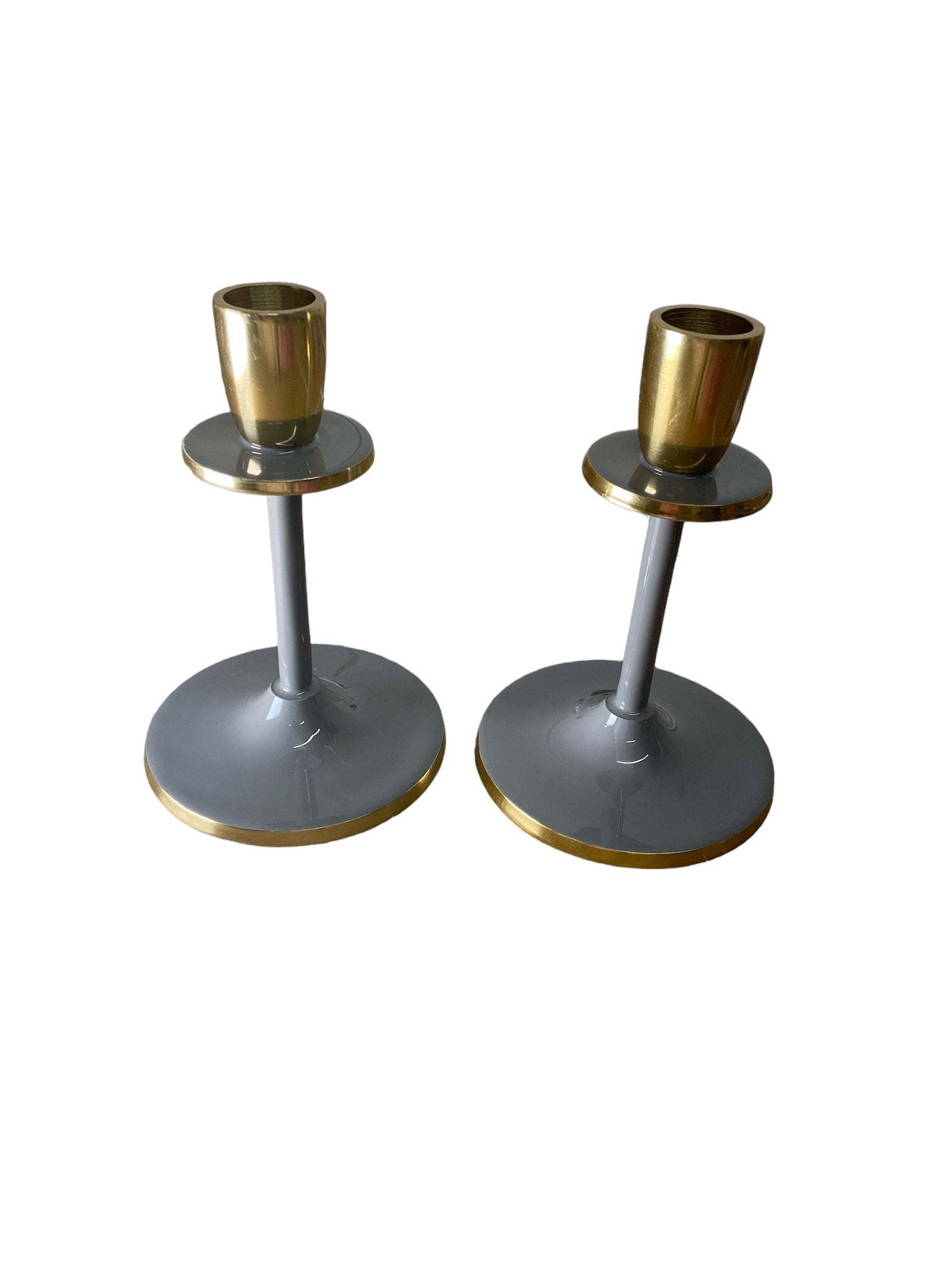 View Glossy Grey Irina Candlestick Set of 2 15cm information