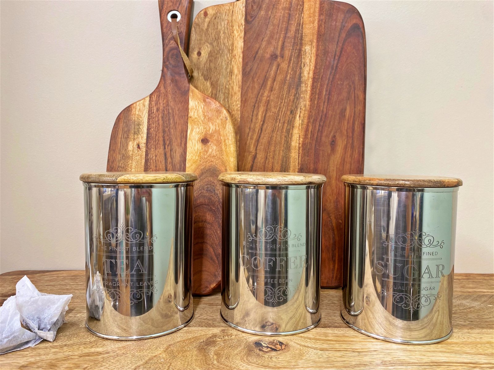 View Set Of Three Silver Tea Coffee Sugar Containers information