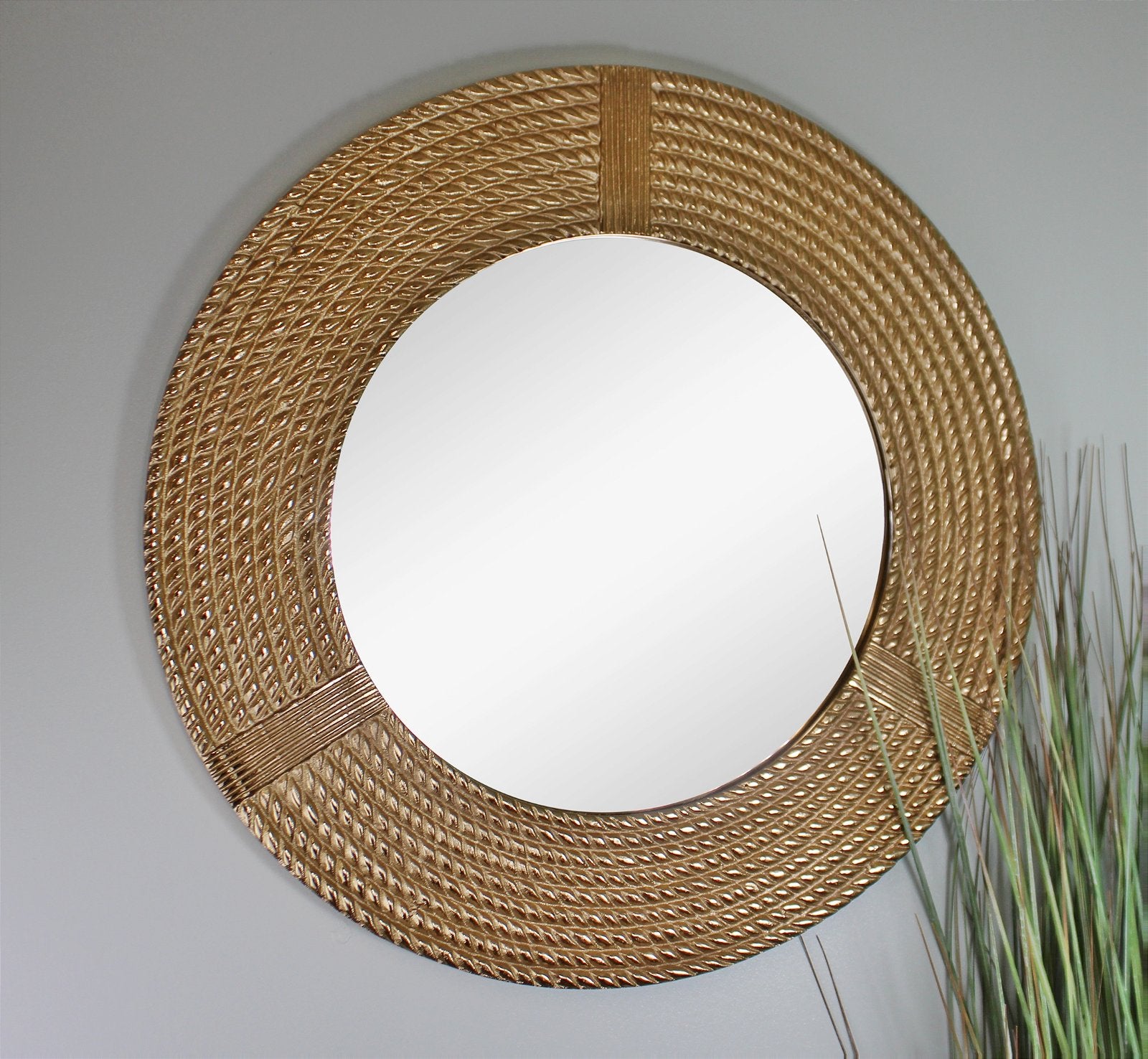 View Gold Metal Rope Style Mirror 63cm information