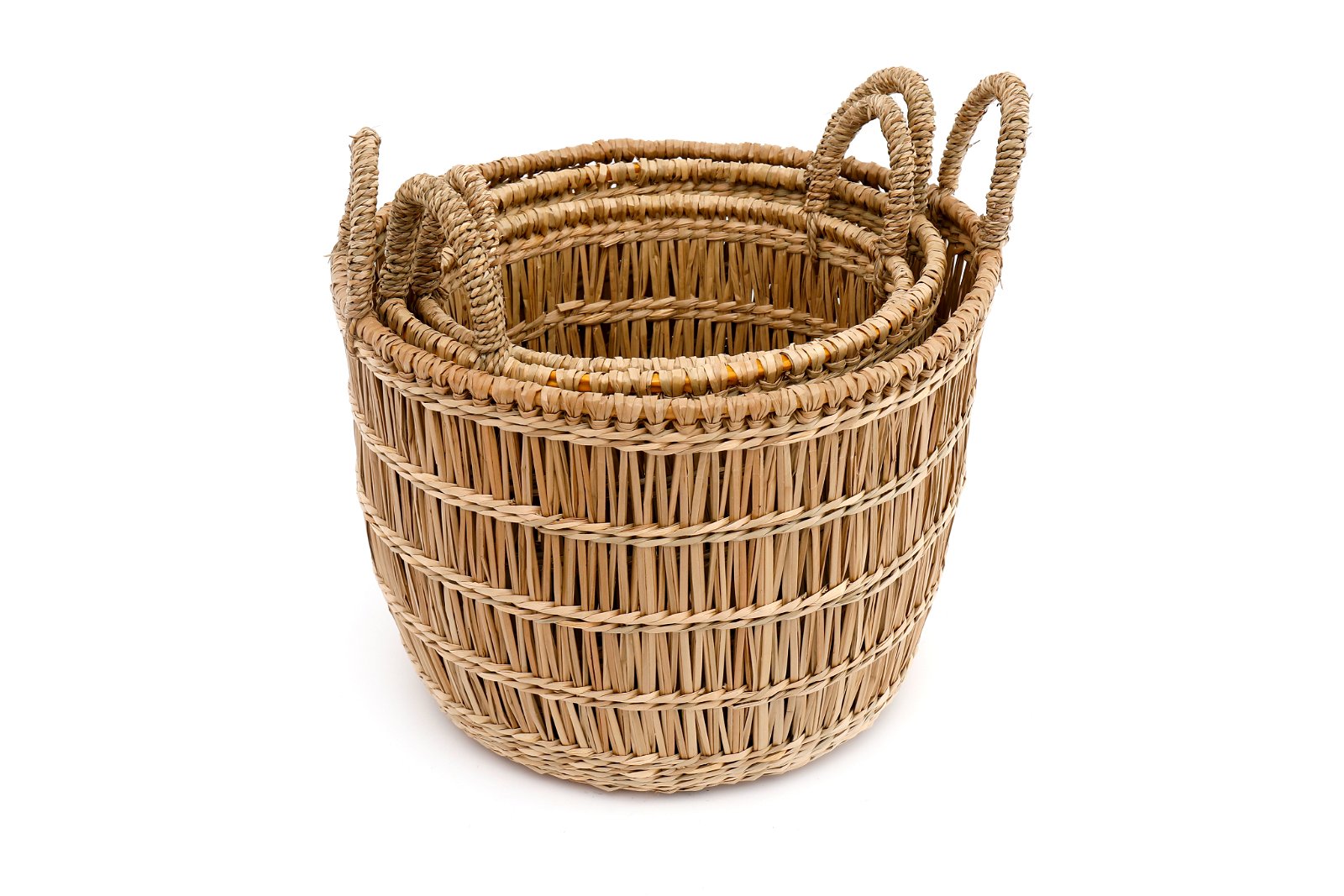 View Set of Three Dried Seagrass Baskets information