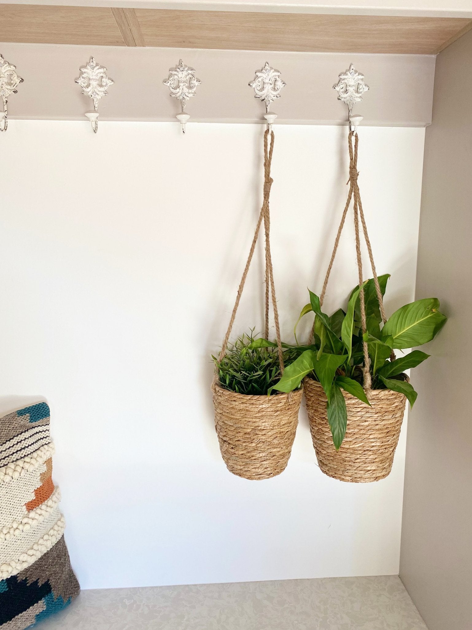 View Set of Two Rush Grass Hanging Planters information