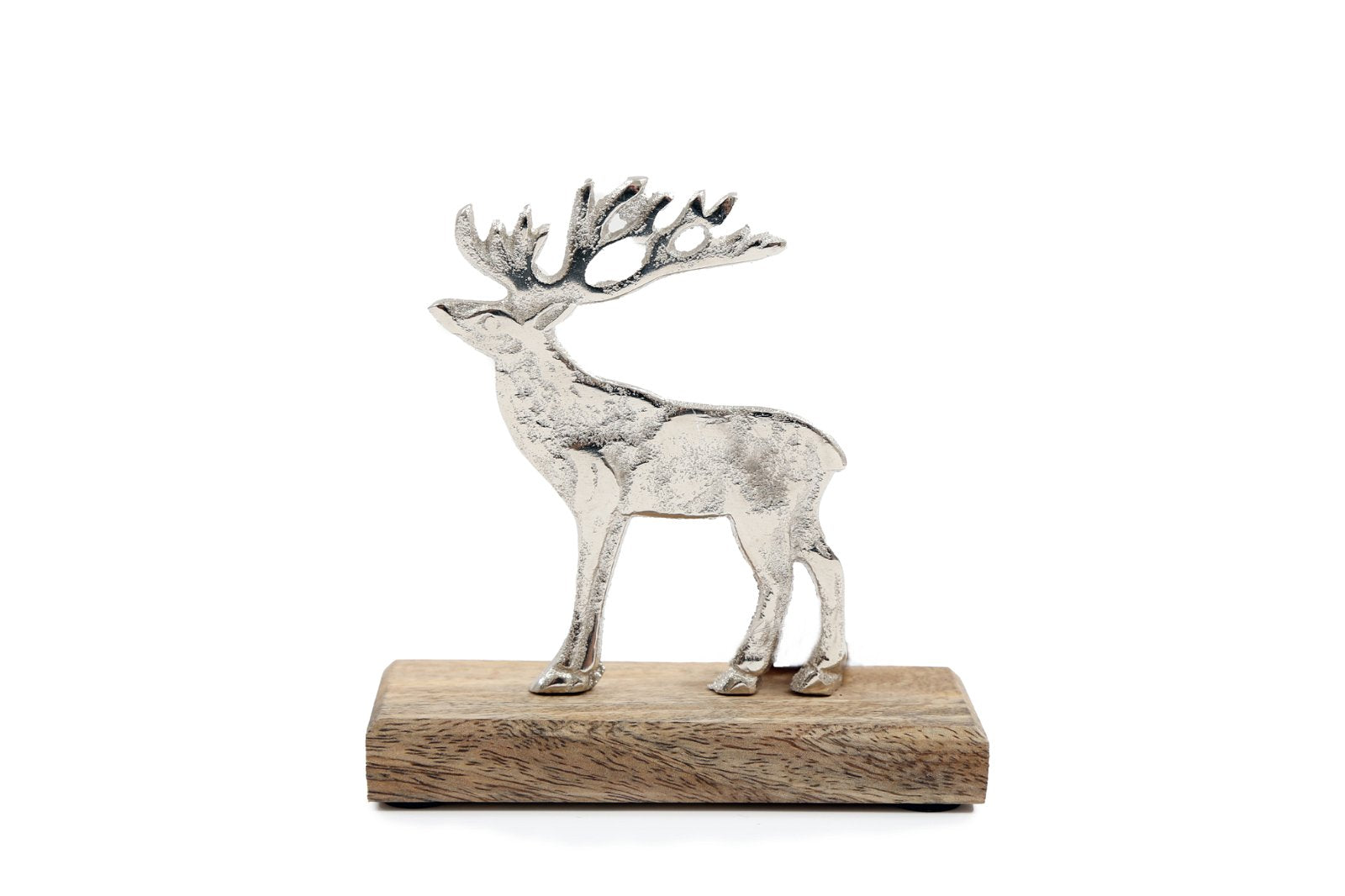 View Silver Reindeer On Wood Base information