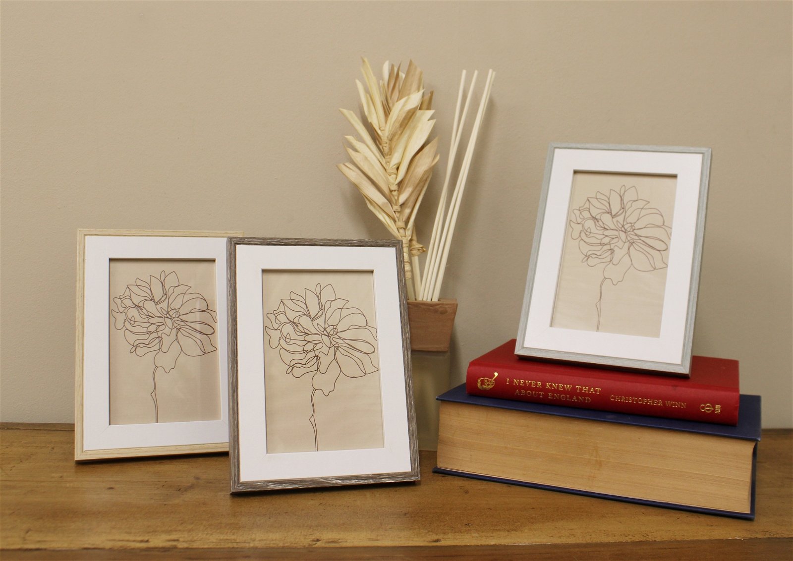 View Set of Three Photo Frames with Wood Edge information