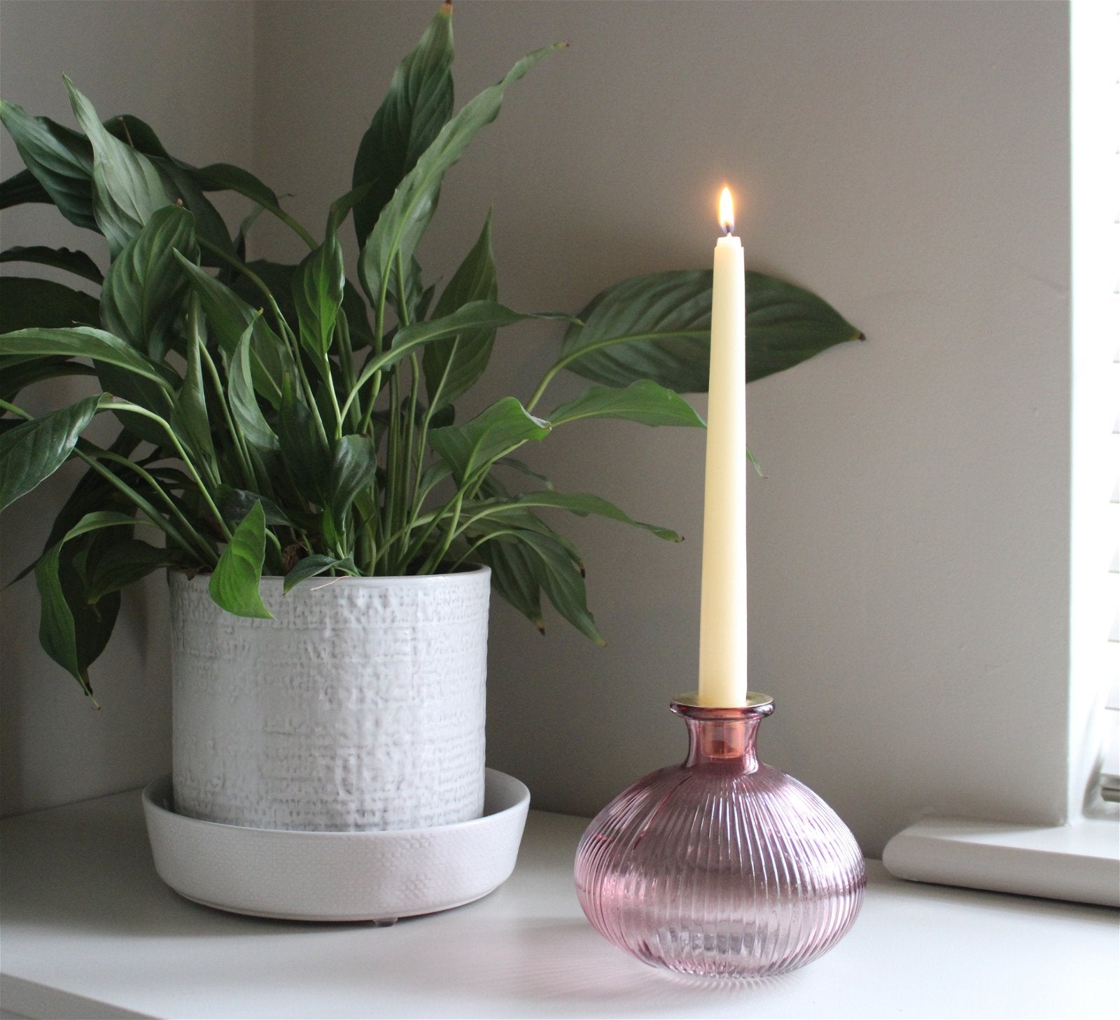 View Pink Glass Candle Holder information