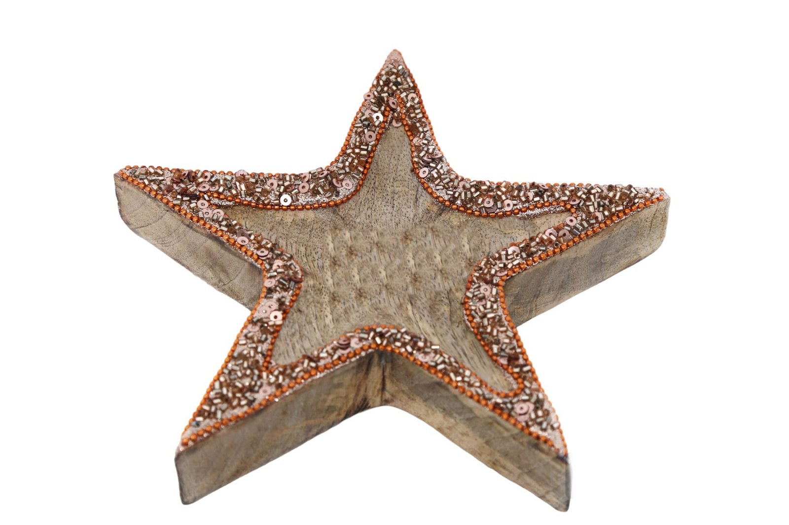 View Copper Embellished Wooden Star Bowl information