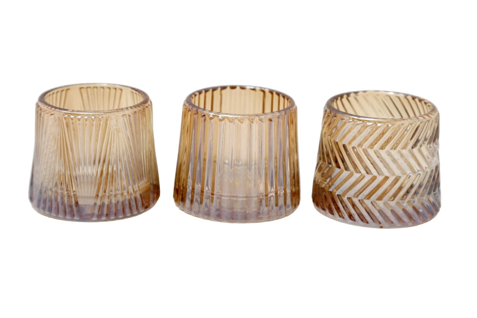View Trio of Glass Tealight Holders Bronze information