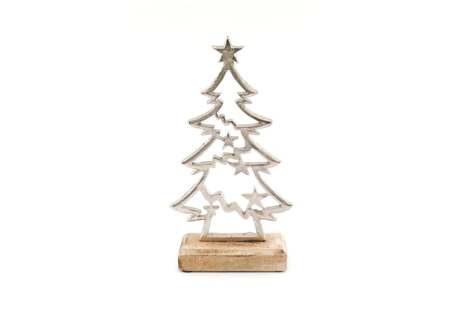 View Silver Christmas Tree On Wooden Base Small information
