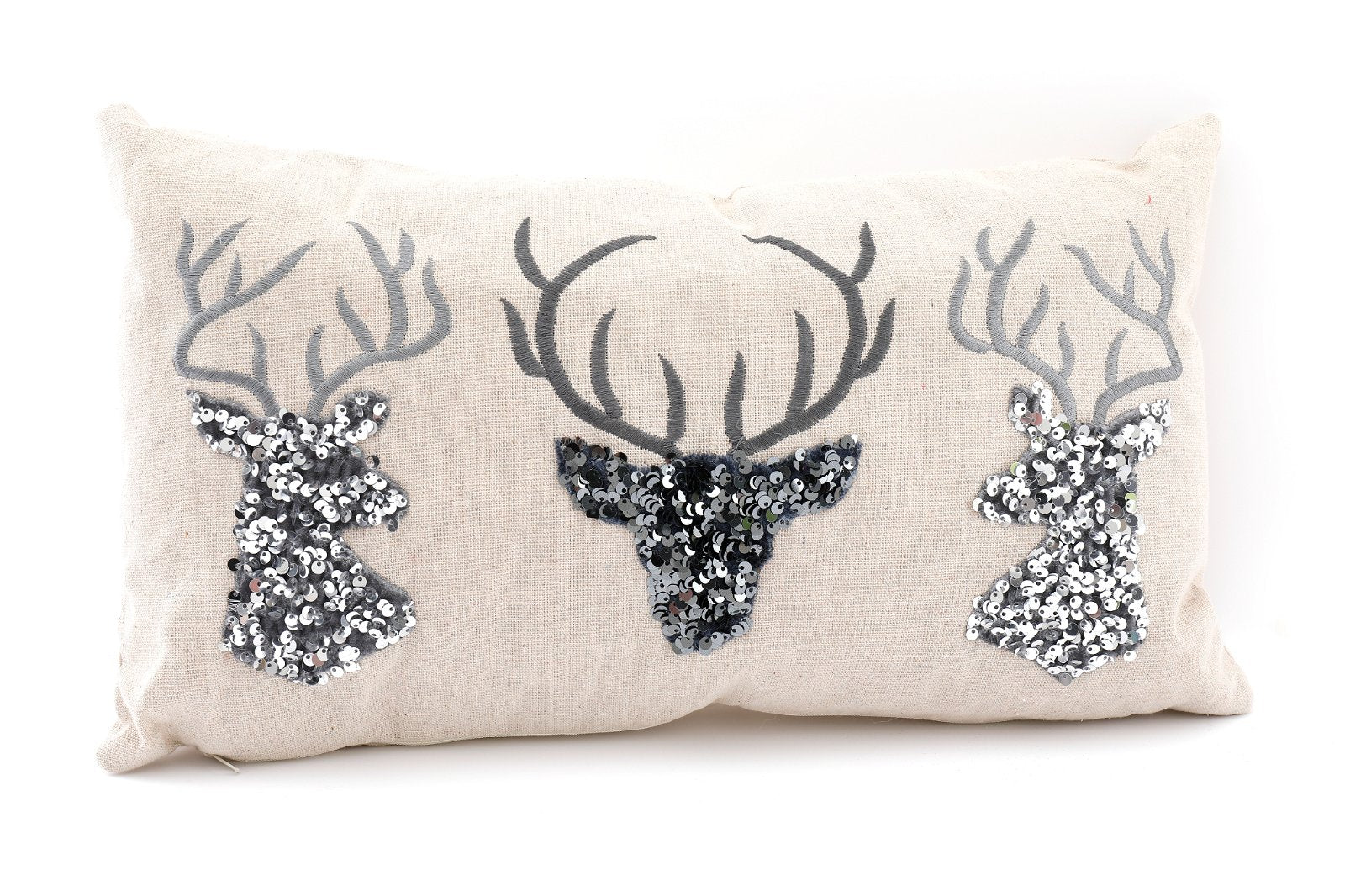 View Silver Embellished Reindeer Cushion information