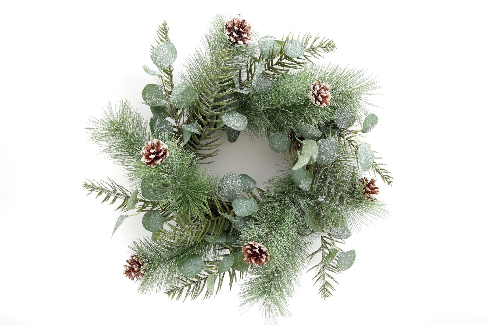 View Christmas Eucalyptus and Icy Pinecone Wreath information