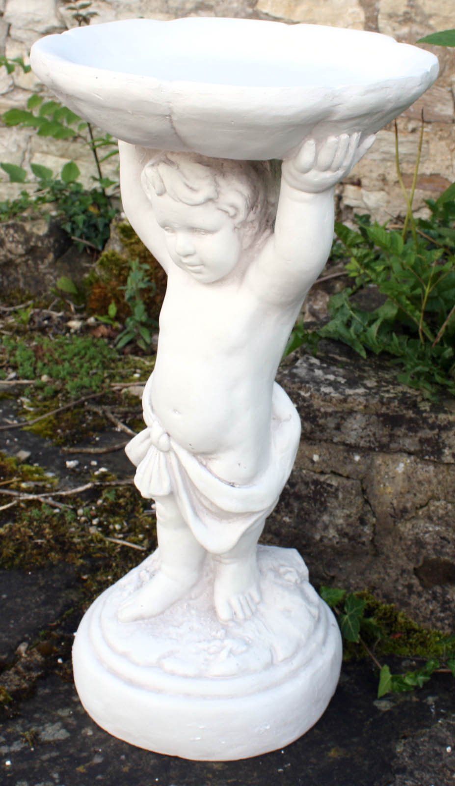 View Stone Effect Cherub Bird Feeder Or Bird Bath information