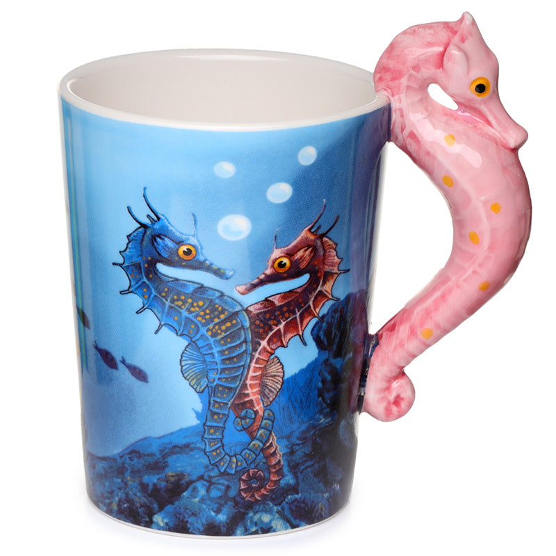 View Novelty Sealife Design Seahorse Shaped Handle Ceramic Mug information