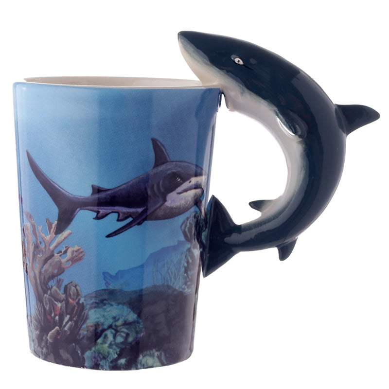 View Novelty Sealife Design Shark Shaped Handle Ceramic Mug information