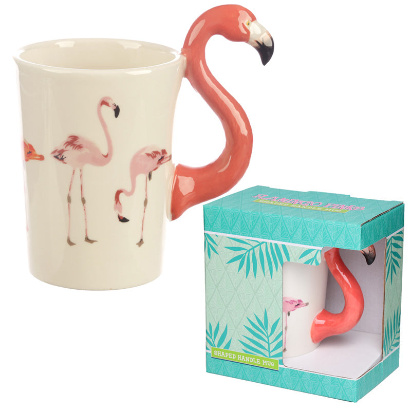 View Fun Flamingo Shaped Handle Ceramic Mug information